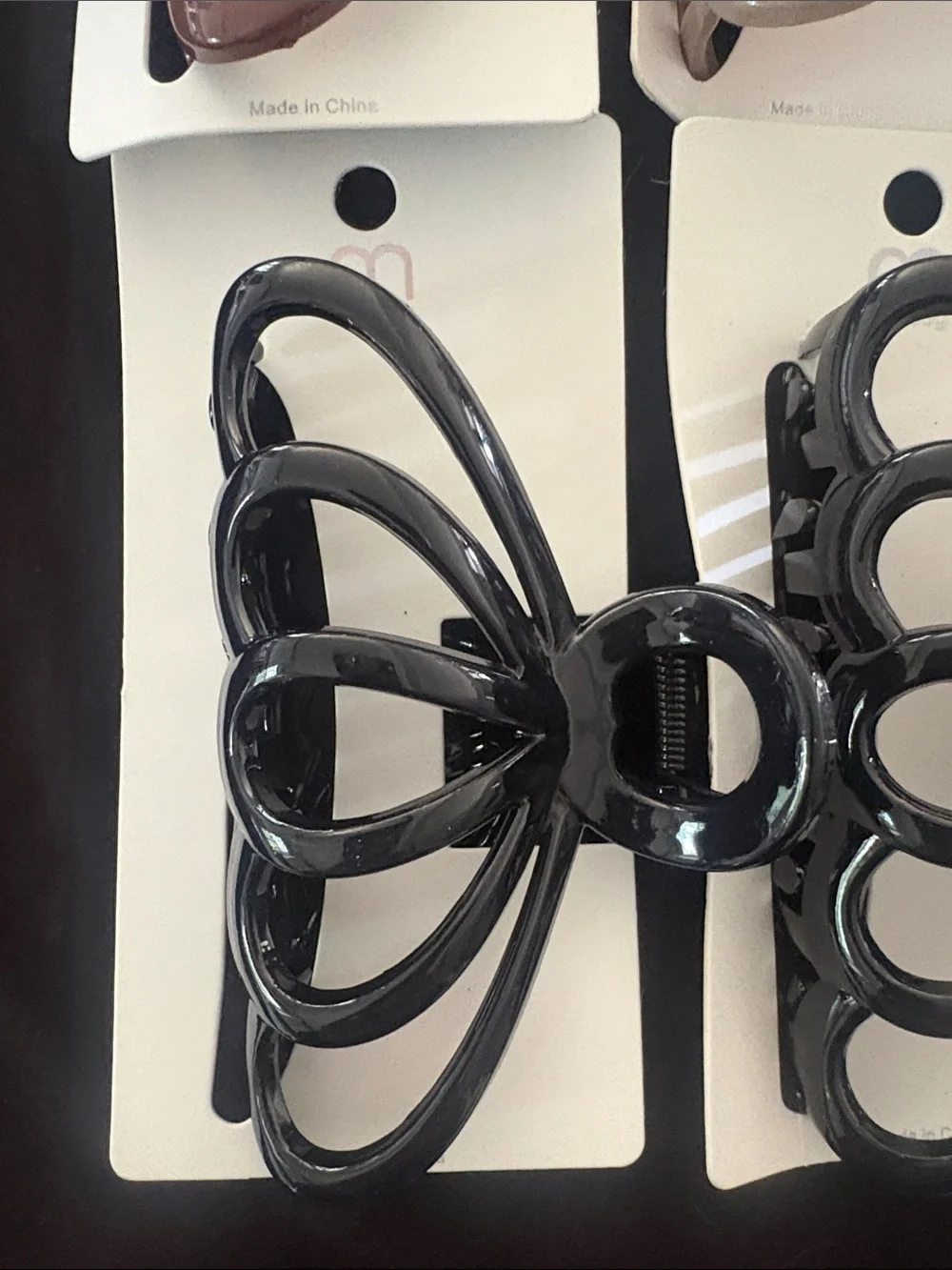 Women’s Black and Neutral Acrylic Hair Claw Clip - 6 Pack